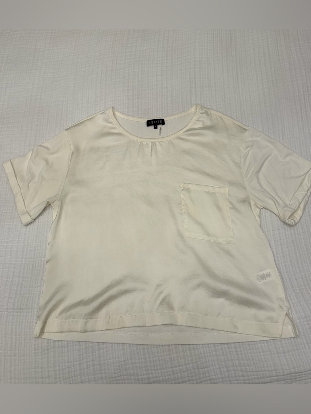 1.state ivory satin pocket blouse size medium